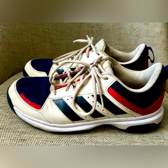 Men’s Sneakers Adidas Trainer Sneakers White Red Blue Lace up exercise cozy - Picture 1 of 9